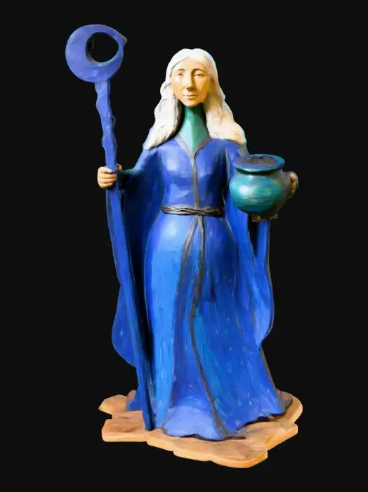 3D model for Painted wooden sculpture of ceridwen