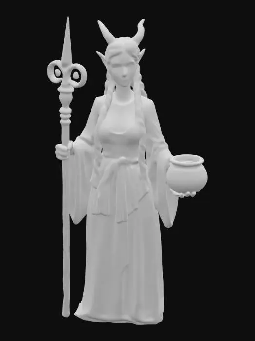 3D model for Painted wooden sculpture of ceridwen