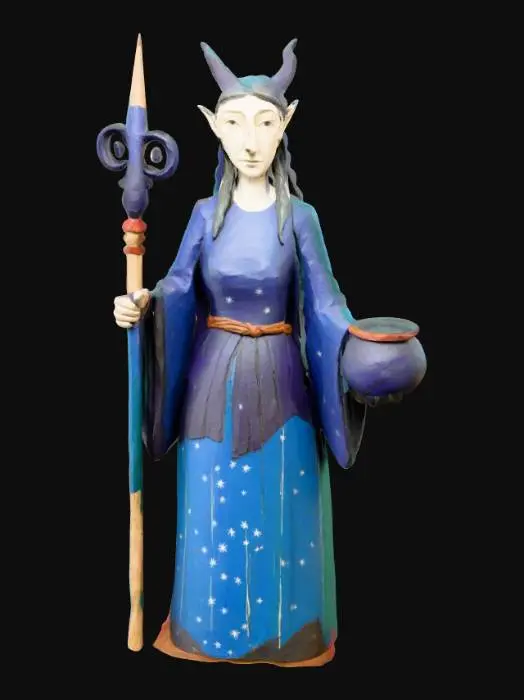 3D model for Painted wooden sculpture of ceridwen