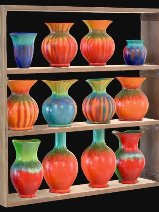 3D model for Colorful Clay Vases Display