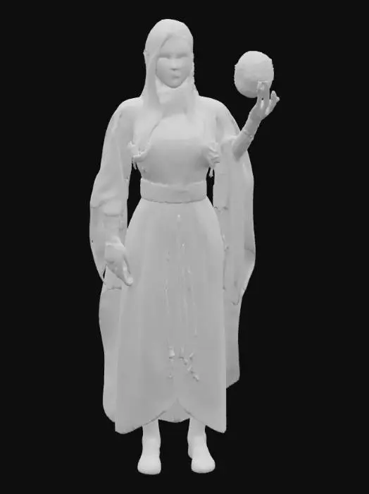 3D model for A female valyrian wizard holding a fireball