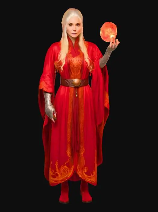 3D model for A female valyrian wizard holding a fireball