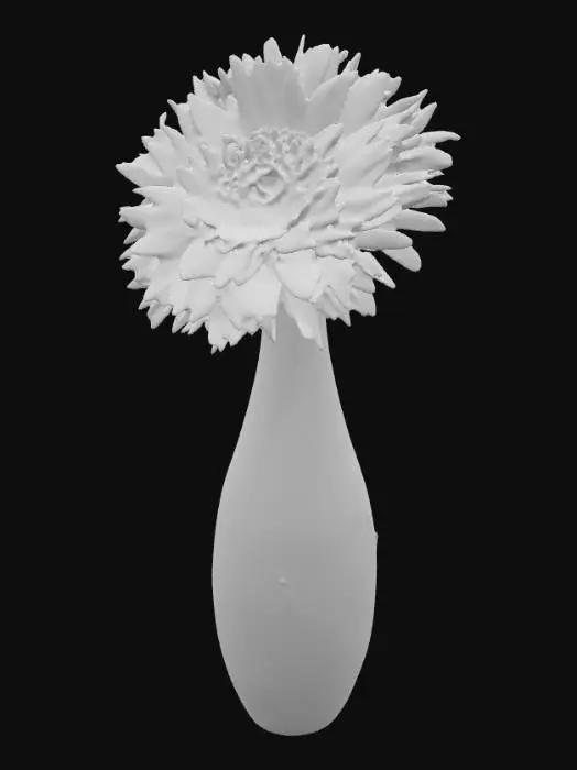 3D model for A tall Murano vase with a single purple chrysanthemum in it
