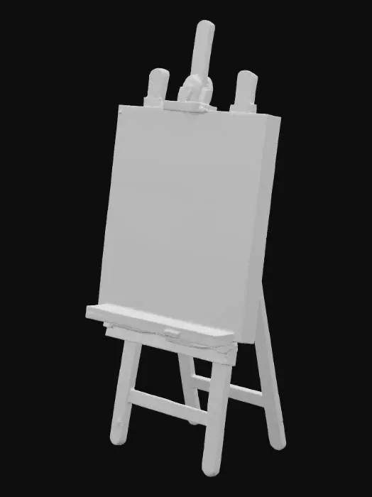 3D model for A very high resolution easel with a half finished montigliani painting on it