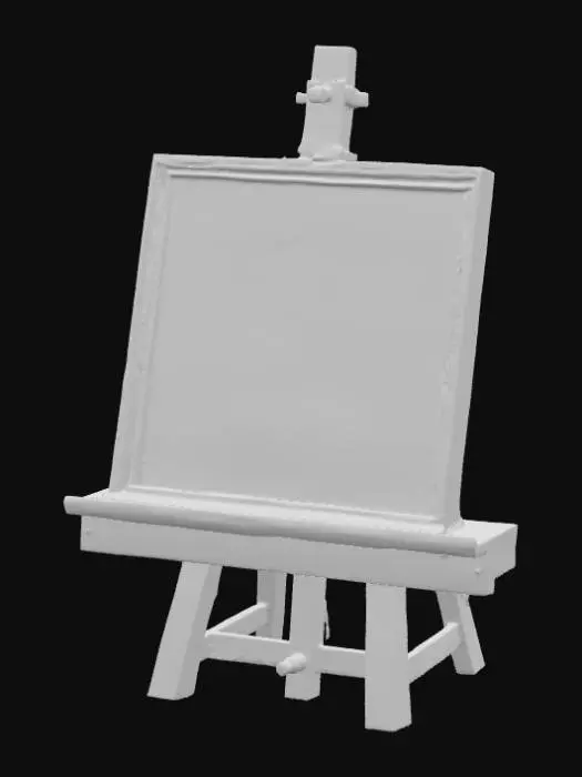 3D model for A very high resolution easel with a half finished montigliani painting on it