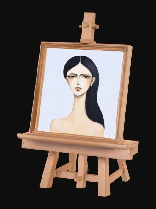 3D model for A very high resolution easel with a half finished montigliani painting on it