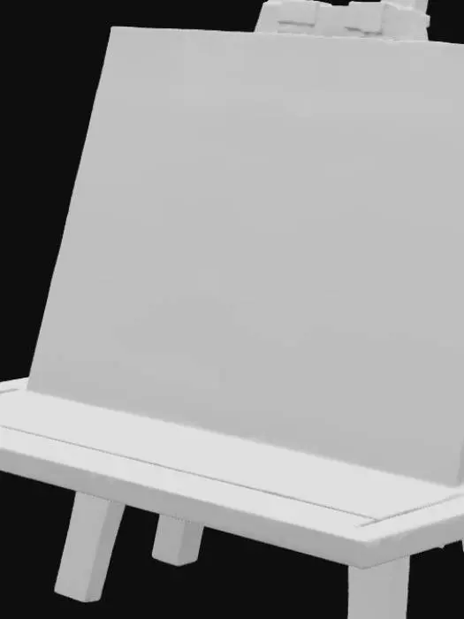 3D model for A high resolution easel with a half finished impressionistic painting on it