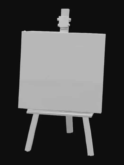 3D model for A high resolution easel with a half finished impressionistic painting on it