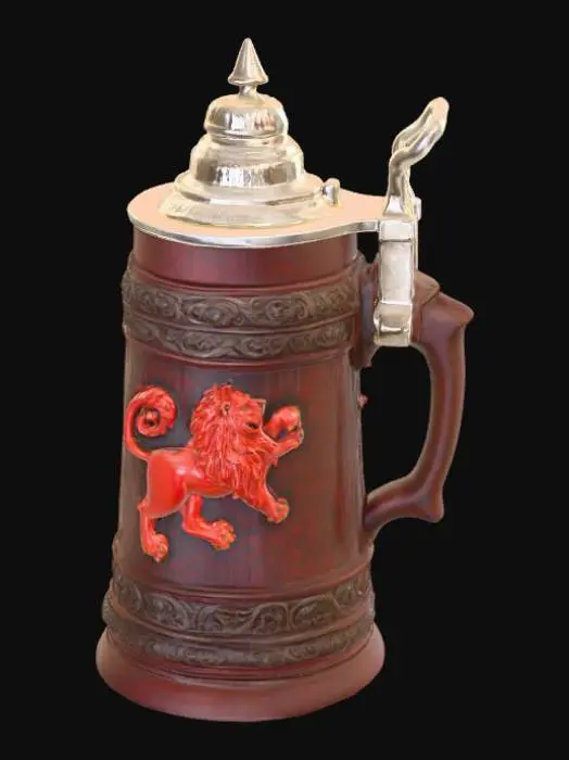 3D model for Ultra high resolution model of a Medieval stein featuring a red lion