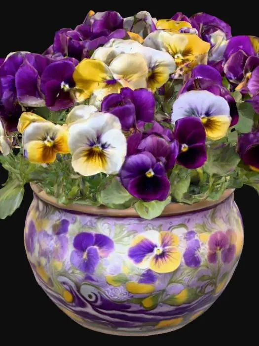 3D model for Pansy Bouquet in Decorative Vase