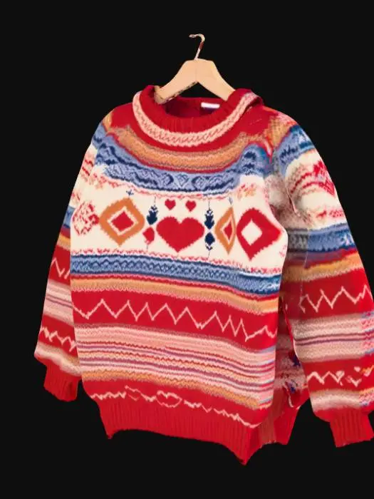 3D model for A high resolution fairisle knitwear on knitting needles 