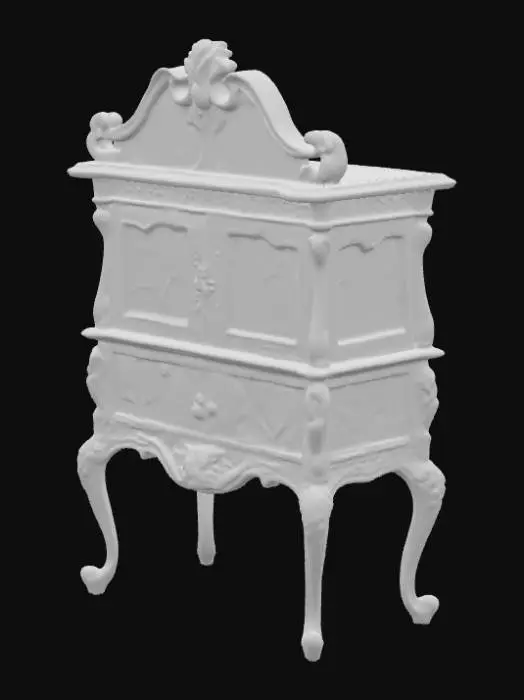 3D model for A high resolution crackled paint floral secretaire