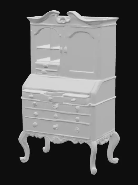 3D model for A high resolution crackled paint floral secretaire