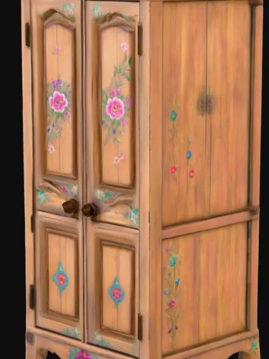 3D model for High resolution driftwood wardrobe with colourful hand painted embellishments , #PBR#