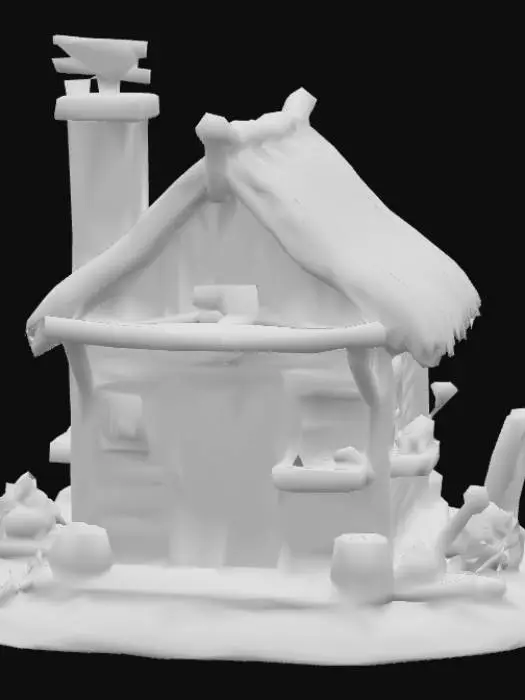 3D model for A high resolution driftwood Wendy house with hand painted colorful embellishments, #PBR#