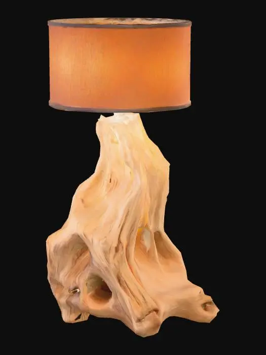 3D model for High resolution driftwood and colourful canvas lit nightstand light , #PBR#