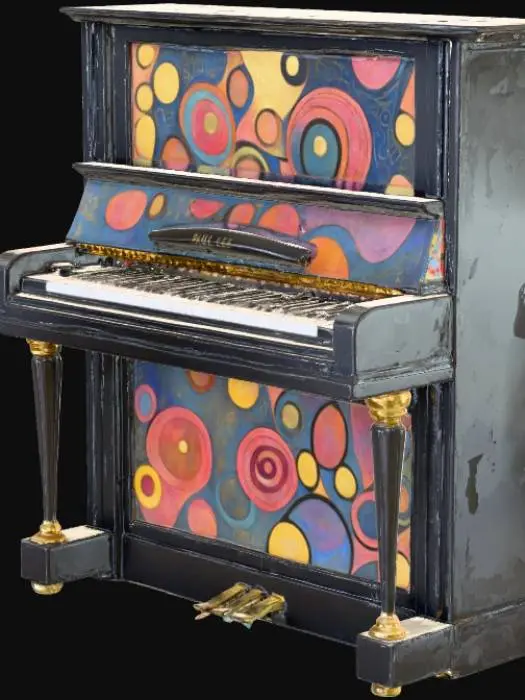 3D model for High resolution upright piano hand painted by Paul klee, #PBR#