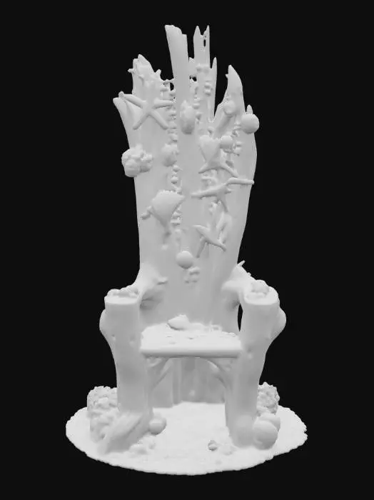 3D model for High resolution driftwood throne studded with seashells and starfish , #PBR#