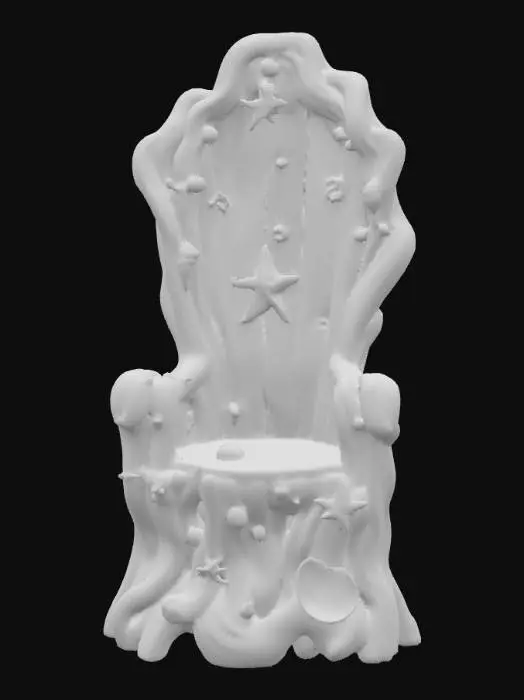 3D model for High resolution driftwood throne studded with seashells and starfish , #PBR#