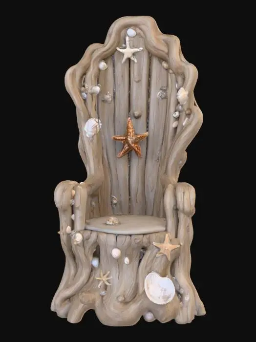 3D model for High resolution driftwood throne studded with seashells and starfish , #PBR#