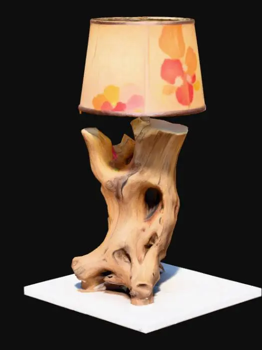 3D model for High resolution driftwood and colourful canvas lit nightstand light , #PBR#