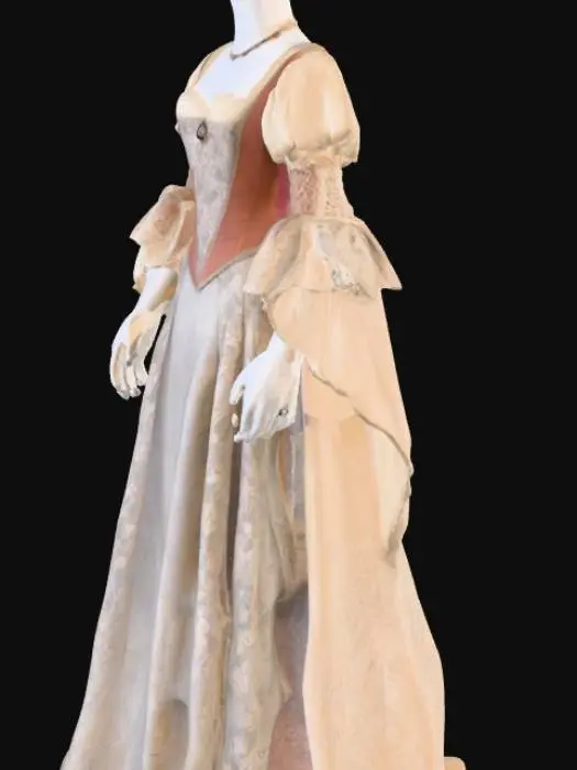 3D model for A high resolution antique mannequin wearing a noblewoman's renaissance dress, #PBR#