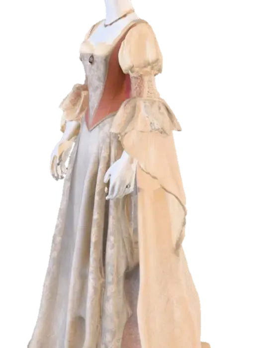 A high resolution antique mannequin wearing a noblewoman's renaissance dress,… 3D model, vytvořený pomocí AI