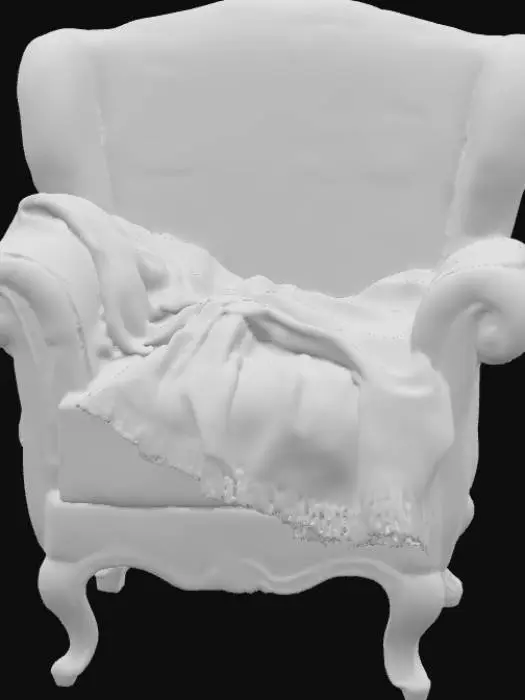 3D model for A high Resolution armchair with a silk throw on it inspired by Gustav klimt , #PBR#
