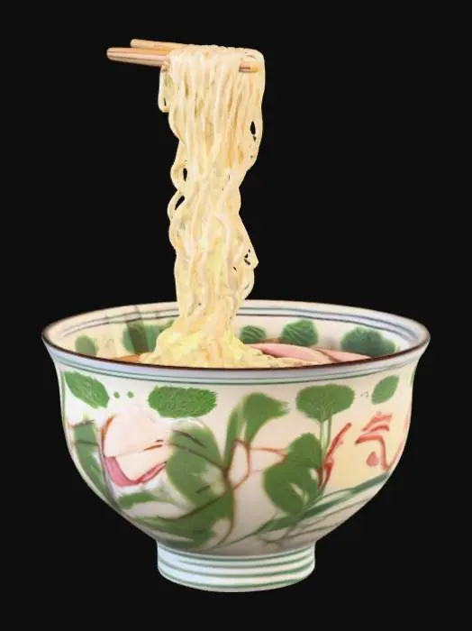 3D model for A high resolution ramen in a hand painted ramen bowl , #PBR#