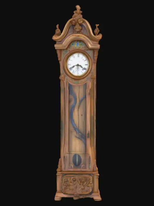 3D model for A high resolution driftwood grandfather clock hand painted by van gogh , #PBR#