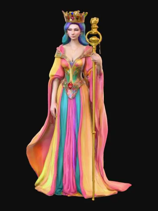 3D model for High resolution human-like colourful chess queen , #PBR#