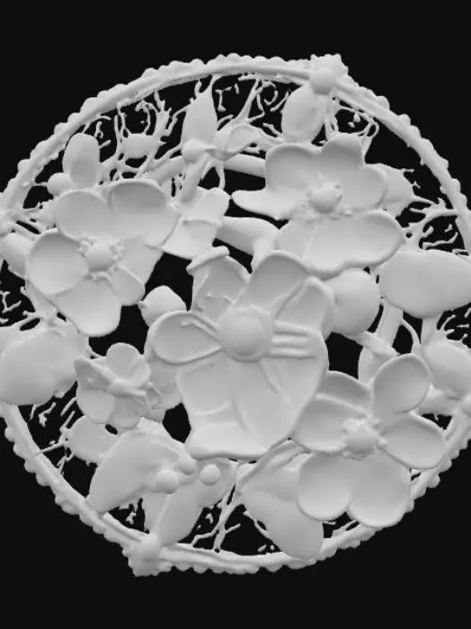 3D model for High resolution micro-mosaic floral brooch , #PBR#