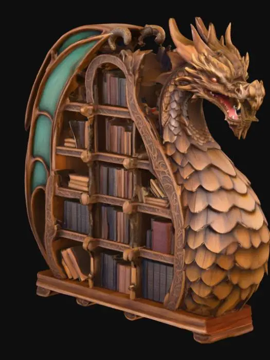 3D model for Dragon Bookshelf, #PBR#