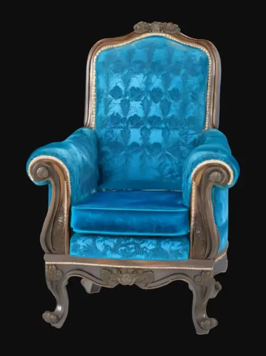 3D model for A cobalt blue turquoise light art deco armchair 