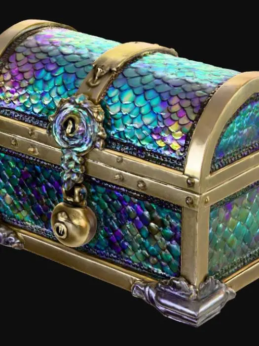 3D model for High resolution dragon scale iridescent treasure chest