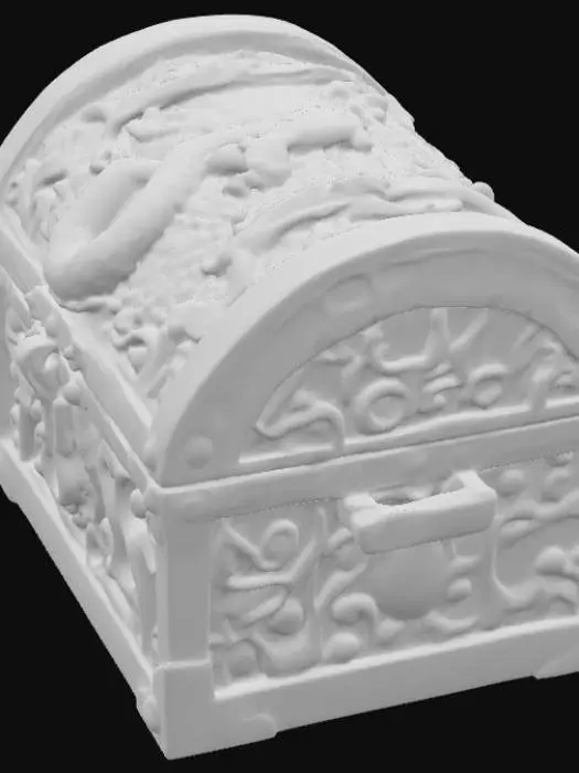3D model for High resolution dragon scale iridescent treasure chest