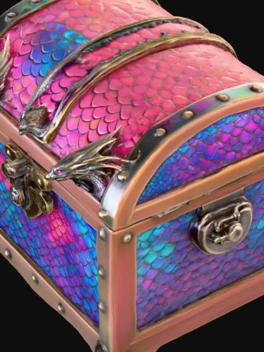3D model for High resolution dragon scale iridescent treasure chest