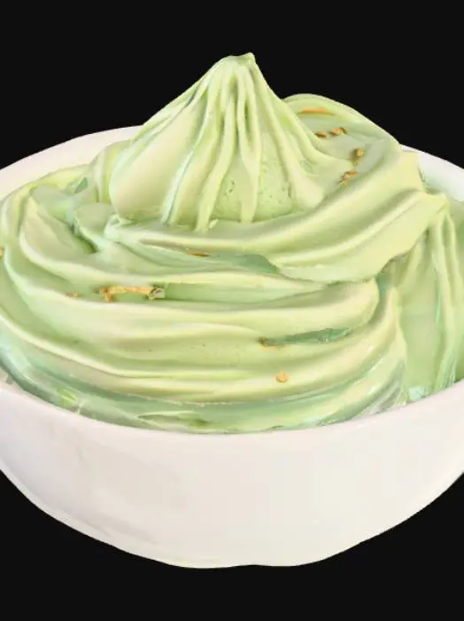 3D model for Pistacchio gelato in porcelain bowl 