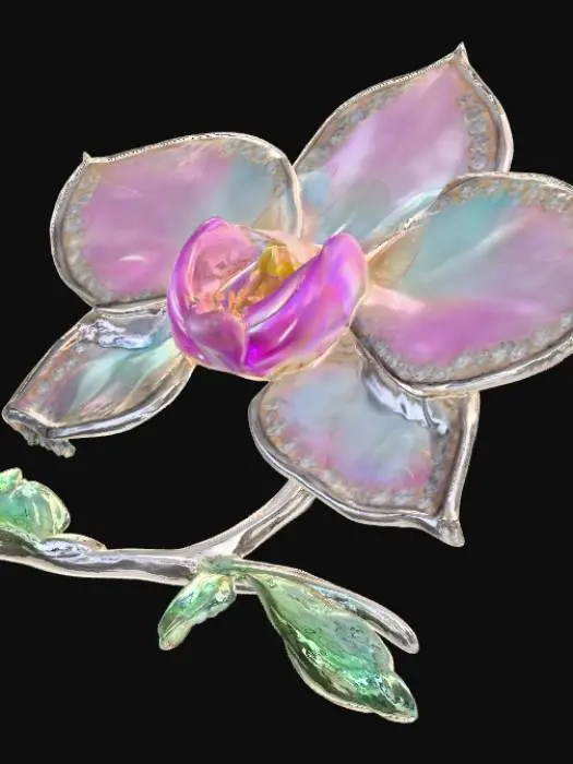 3D model for A high resolution opaline orchid brooch 