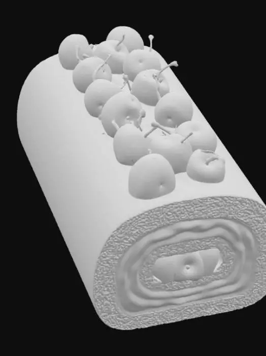 3D model for Cherry Chocolate Roll Cake, #food#