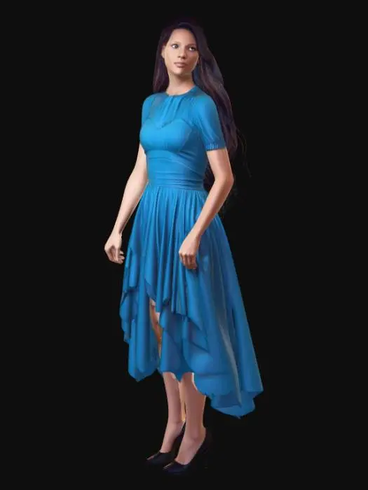 3D model for A woman looking in the mirror and the mirror reflecting her