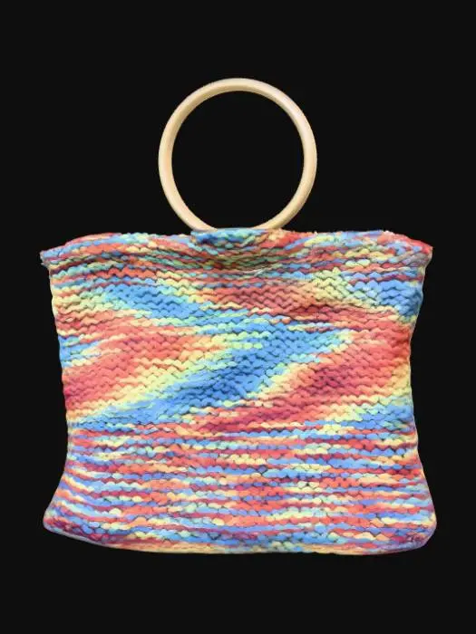 3D model for Rainbow Woven Tote with Wooden Ring Handles