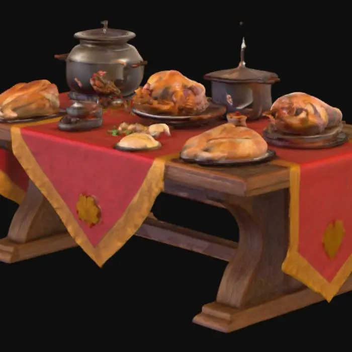 3D model for A high resolution medieval feast table