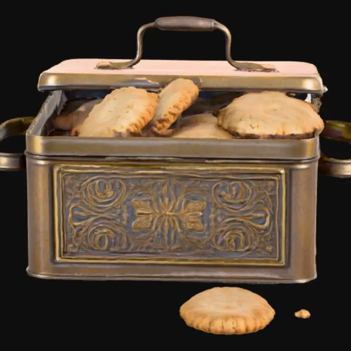 3D model for An old tin box containing homemade biscuits 