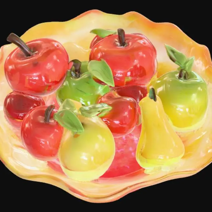 3D model for A Murano glass platter filled with fruit shaped coloured marzipans