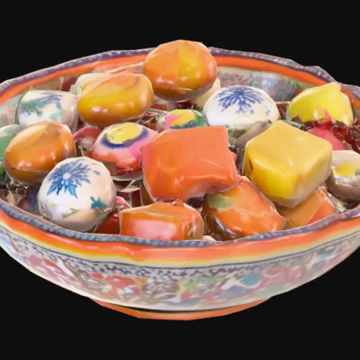 3D model for A Moroccan ceramic bowl with an assortment of Turkish delights
