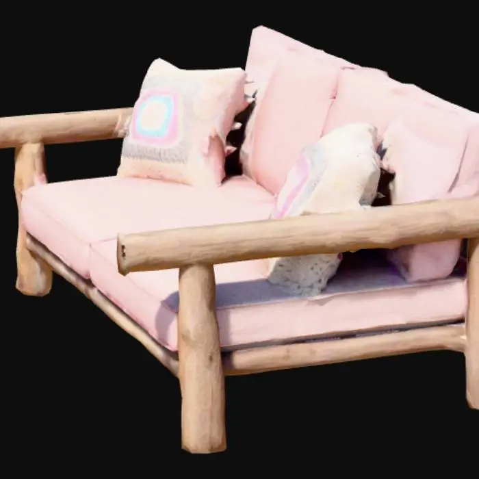 3D model for Driftwood sofa with granny square cushion, #PBR#