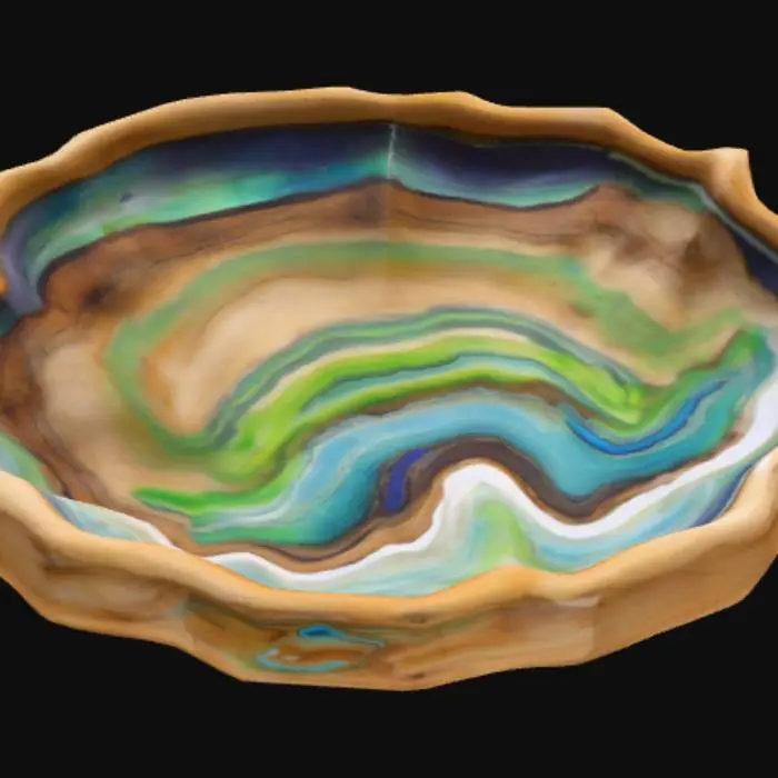 3D model for A high resolution hand painted colorful driftwood platter, #PBR#