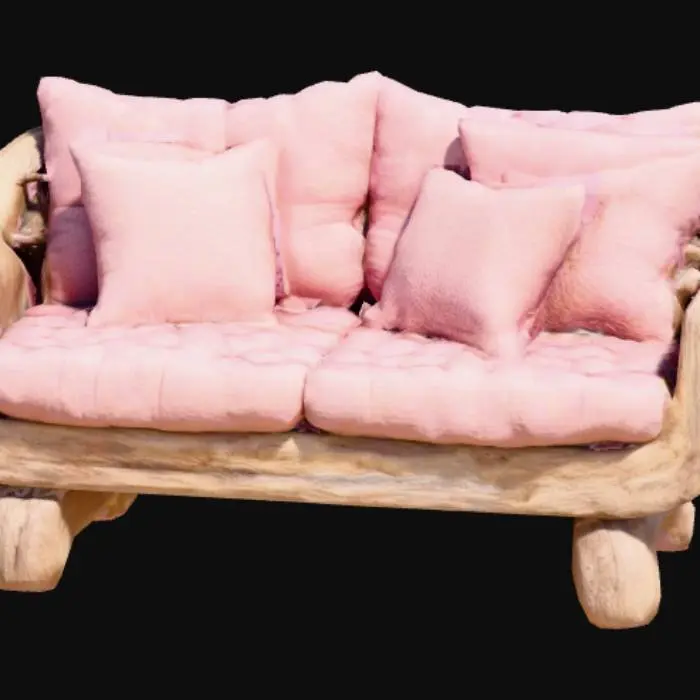 3D model for Driftwood sofa with granny square cushion, #PBR#