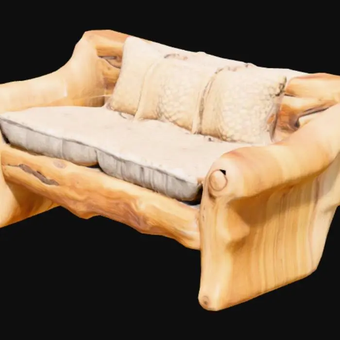 3D model for Driftwood sofa with granny square cushion, #PBR#